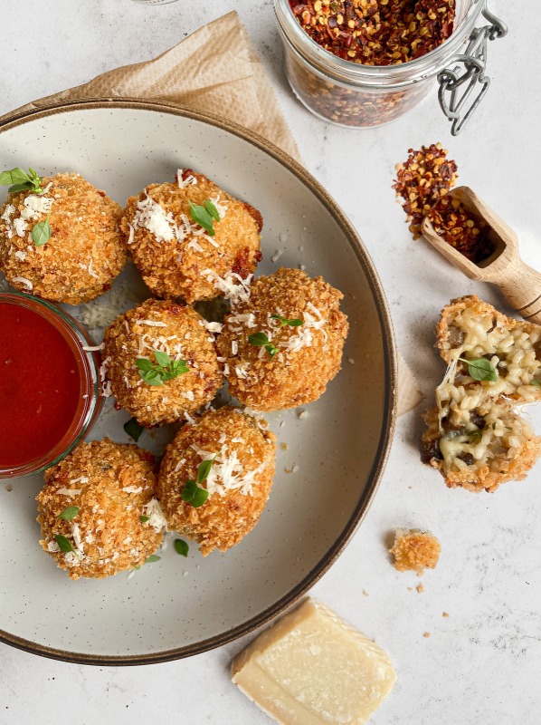 Wild mushroom aracini with mushroom ketchup